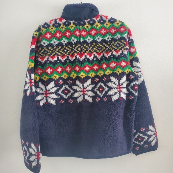 Polo Ralph Lauren Fair Isle Motif Bonded Fleece Jacket in Cruise Navy Snowflake - Picture 7 of 9
